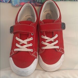 FootMates Red and White Sneakers with Canvas Upper